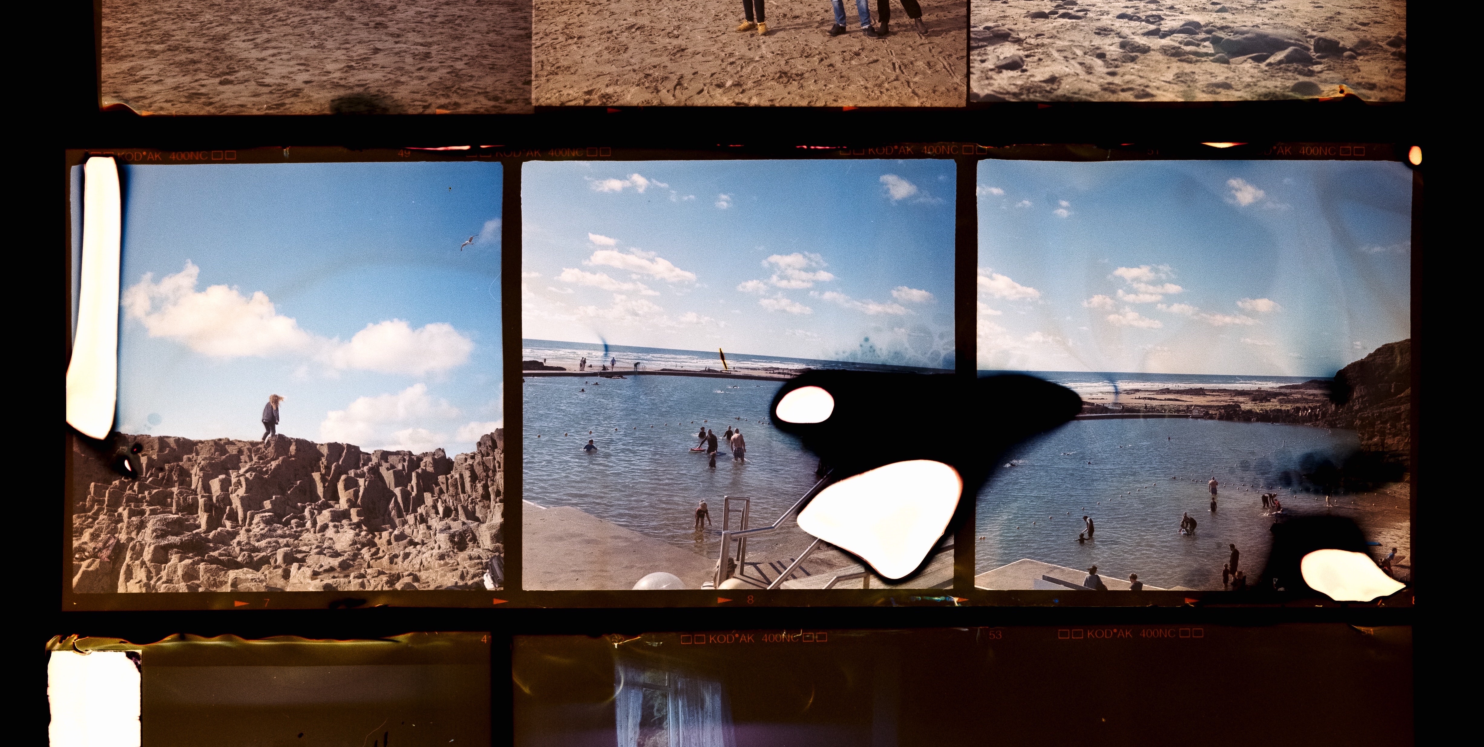 Film strip of a beautiful beach.